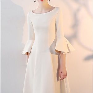 Champagne midi dress with flare sleeves